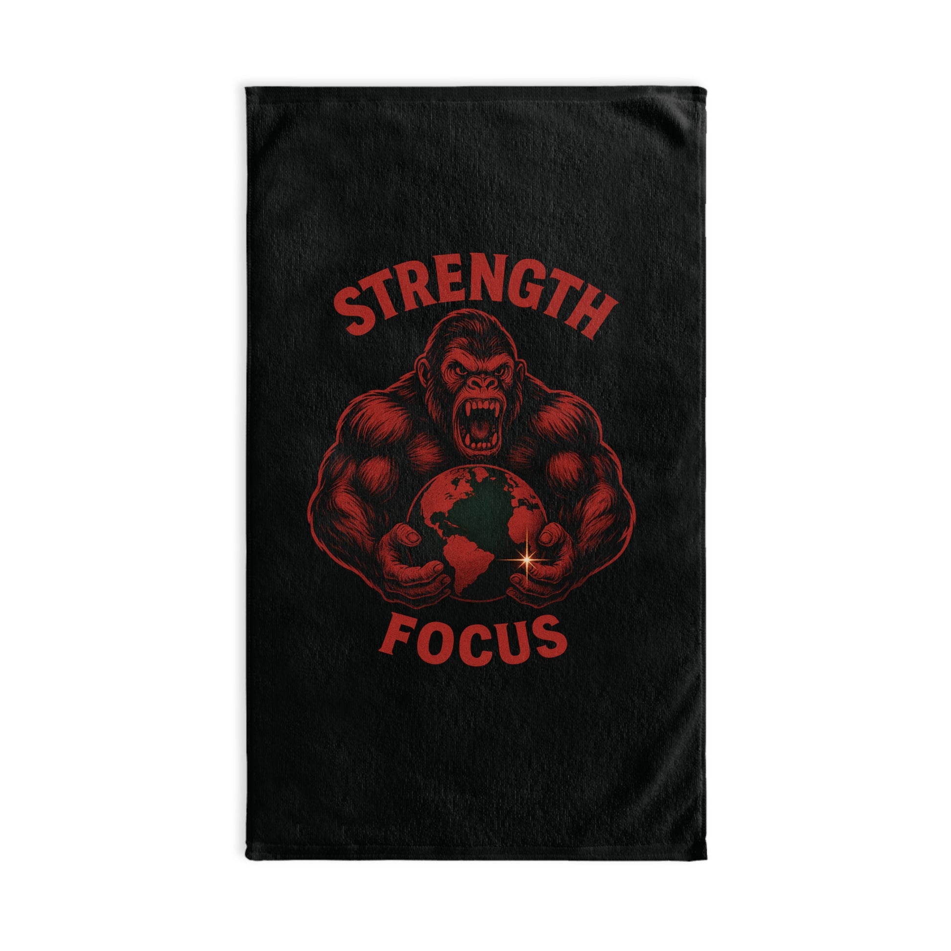 Strength Focus Hand Towel for Gym Enthusiasts, Fitness Gifts, Motivational Decor, Workout Towels, Black Gorilla Design