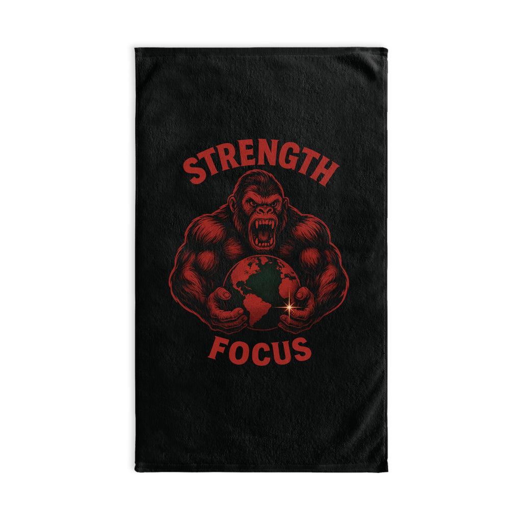 Strength Focus Hand Towel for Gym Enthusiasts, Fitness Gifts, Motivational Decor, Workout Towels, Black Gorilla Design