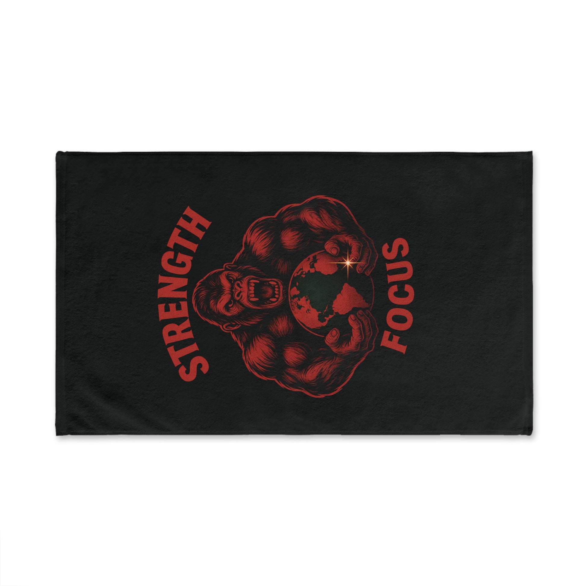 Strength Focus Hand Towel for Gym Enthusiasts, Fitness Gifts, Motivational Decor, Workout Towels, Black Gorilla Design